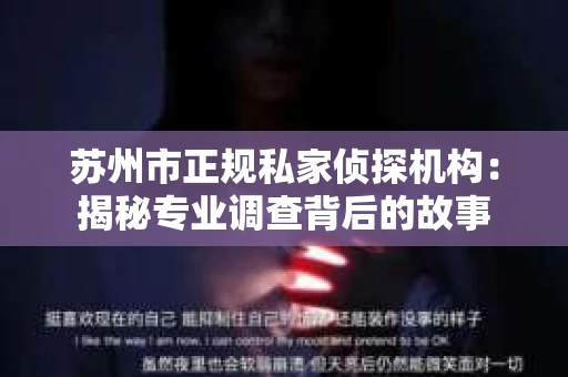 苏州市正规私家侦探机构：揭秘专业调查背后的故事