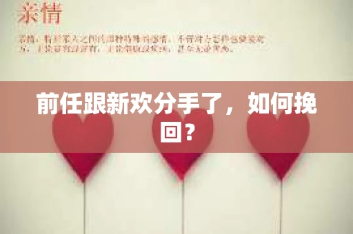 前任跟新欢分手了，如何挽回？