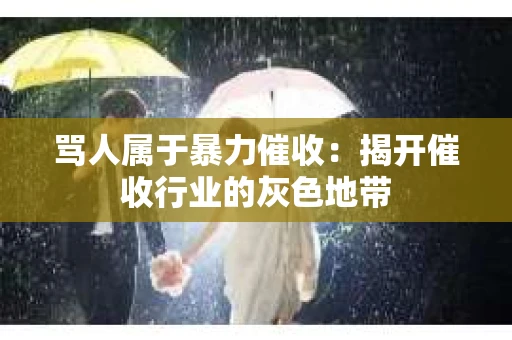 骂人属于暴力催收：揭开催收行业的灰色地带
